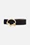 Women Textured Reversible Leather Belt, Black