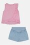 Toddlers Girl 2 Pieces Embroidered Top And Shorts Set, Multicolor - 2