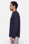 Men Regular Fit Long Sleeve Plain Casual Shirt, Navy - 3
