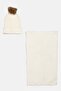 Women 2 Pieces Knitted Scarf And Beanie Set, White - 2