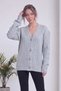 Women's Cardigan V-Neck Hair Knit Patterned Buttoned Knitwear Stone, Burgundy, Gray, Camel, Yellow, Bitter Coffee - 5