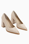 Candy Genuine Leather Beige Women's Heeled Shoes - 3