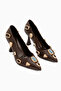 Rina Brown Pointed Toe Heeled Women's Shoes with Stone Accessories - 3