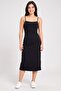 Women Solid Midi Dress, Black