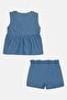 Toddlers Girl 2 Pcs Embroidered Dress With Shorts Set, Light Blue - 3