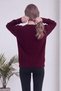 Women's Cardigan V-Neck Hair Knit Patterned Buttoned Knitwear Stone, Burgundy, Gray, Camel, Yellow, Bitter Coffee - 7