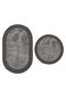 Eclipse Series Plush Textured Jute Framed 2-Piece Oval Floor Mat Set - Non-Slip Base
