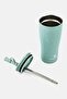 Allover Print Ceramic Tumbler With Straw 590ml, Sage Green - 2