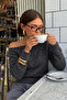 Women's Anthracite Boat Neck Soft Textured Knitwear Sweater - 2