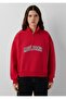 Half-Zip High-Neck Loose Fit (Comfortable Loose Fit) Women's Sweatshirt with Drawstring. - 2