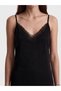 Lcw Dream Black V-Neck Rope Strap Women's Satin Nightgown - 3