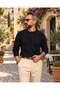 Men's Henley Collar Ribbed Long Sleeve T-Shirt - 8