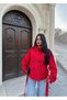 Red Stand Collar Belted Trench Coat - 4