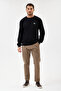 Black Crew Neck Regular Fit Cotton Basic Sweatshirt - 4