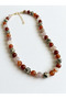 Natural Stone Necklace with Carnelian, Pink Quartz, and Dalmatian Jasper Detail - 3