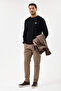 Black Crew Neck Regular Fit Cotton Basic Sweatshirt - 2