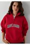 Half-Zip High-Neck Loose Fit (Comfortable Loose Fit) Women's Sweatshirt with Drawstring.