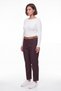 Women's Coffee Seasonal High Waist Belted Denim Trousers with Jacron Label and Accessories - 3
