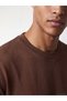 Seray New Season Brown Loose Fit Flowy Fabric T-Shirt /04 - 3
