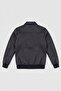 Basic Slim Fit Polo Collar Leather Jacket - 4