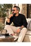 Men's Henley Collar Ribbed Long Sleeve T-Shirt - 2