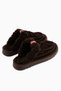 Tisha Genuine Leather Brown Suede Fur Women's Slippers with Lace Detail - 6