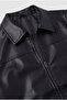 Basic Slim Fit Polo Collar Leather Jacket - 2