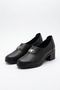 Junas mid-heel, low-profile, genuine leather women's shoes - black leather - 4