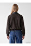 Ozmarka New Season Brown Leather Collared Plaid Women's Cashmere Jacket - 4