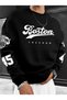 Boston Detail Printed 2 Thread Crew Neck Oversized Sweatshirt