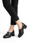 Junas mid-heel, low-profile, genuine leather women's shoes - black leather