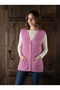 Mother's Vest Classic Patterned Knitted Wool Cotton Blend Vest with Pockets