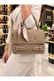 Suede Scarf and Belt Detailed Multi-Compartment Quality Shoulder and Shoulder Bag
