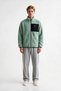 Men's Zippered Thick Fleece Jacket with Pocket Detail in Full Size