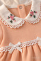 Baby Girl Set - Romper Set with Floral Embroidery and Lace Collar, 2-Piece Beanie Romper Set - 3