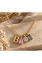 Letter B Colored Stone Detailed Necklace – Gold Color Elegant Letter Necklace - 3