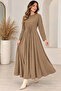Women's Stone Detailed Drawstring Long Knit Dress – Crew Neck