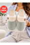 Women's Button Detailed Soft Plush Washable House Slippers High Thick Sole Warm Home Slippers Stc1369