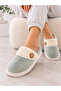 Women's Button Detailed Soft Plush Washable House Slippers High Thick Sole Warm Home Slippers Stc1369 - 2