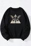 Kelebek Adam Front Printed Black Crew Neck Sweatshirt