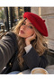 Women's Red Plush Painter Beret - 3