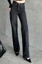 Women's High Waist Washed Wide Leg Jeans 3243 Anthracite - 6
