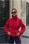 Short Trench Coat Jacket with High Collar, Epaulet Detail, and Belt - 2