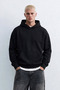 Men's Hooded Sweatshirt with Kangaroo Pocket - Black