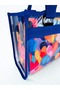 Carrying Bag with Transparent Bag Watercolor Hearts/ Saks Blue - 3