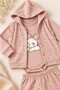 Baby Girl 3-Piece Set Rabbit Printed T-Shirt Pants Hooded Vest 3 6 9 12 Months - 3