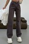 Women's High Waist Washed Wide Leg Jeans 3243 Brown - 4