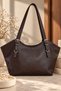 Women's Belted Faux Leather & Large Volume Shoulder Bag - 3