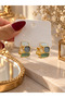 Multi-Colored Stone Geometric Earrings |   Stylish Women's Earrings with Colorful Stone Detail |   Attention-Grabbing Design - 2