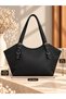 Women's Belted Faux Leather & Large Volume Shoulder Bag - 4